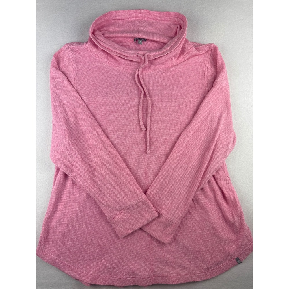 T by Talbots Womens 2X Pink Heathered Cowl Neck Drawstring Pullover Sweatshirt